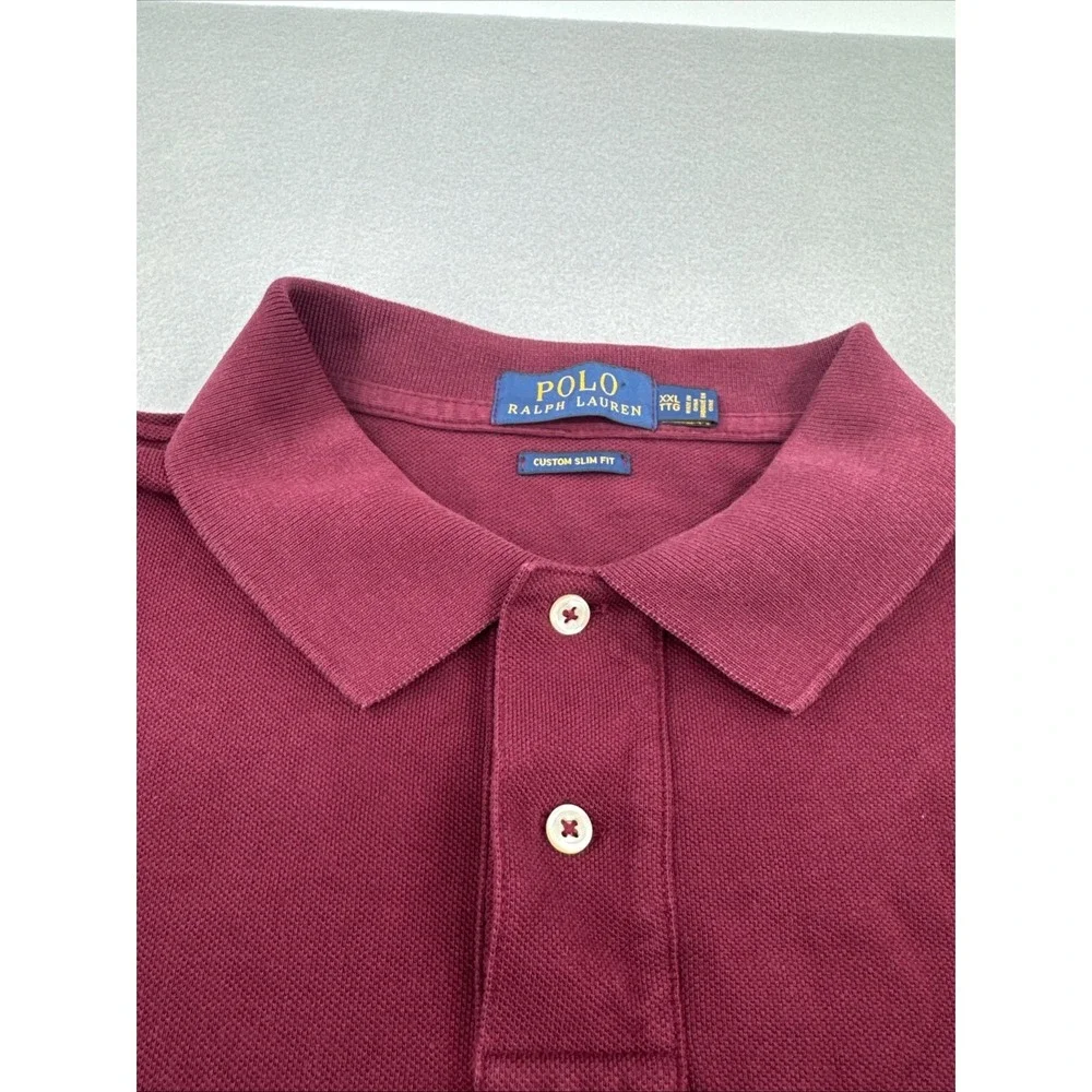 Polo Ralph Lauren Slim Fit Short Sleeve Pique Polo Mens XXL Maroon Red Preppy